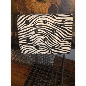 Katherine Kwei-Zebra-Leather Knotted Flower-Bag
